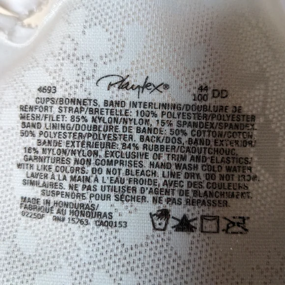 Playtex 44DD Woman Bra Wireless Comfort Strap White 18 Hour Line New - Picture 6 of 9